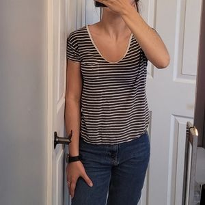 FREE GIFT Grey and white striped tee